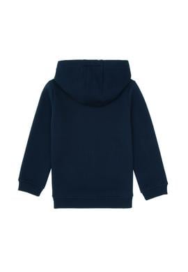 Erkek Çocuk Lacivert Fermuarlı Şardonlu Kapüşonlu Örme Hırka - 50313852009