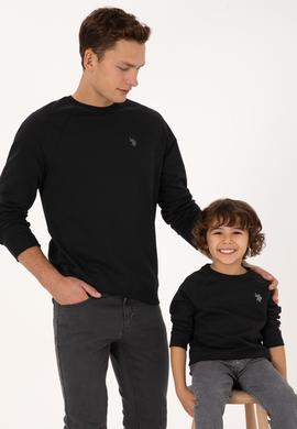 Erkek Çocuk Siyah Basic Bisiklet Yaka Sweatshirt - 50313832011