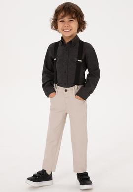 Erkek Çocuk Siyah Uzun Kollu Basic Gömlek - 50316769095