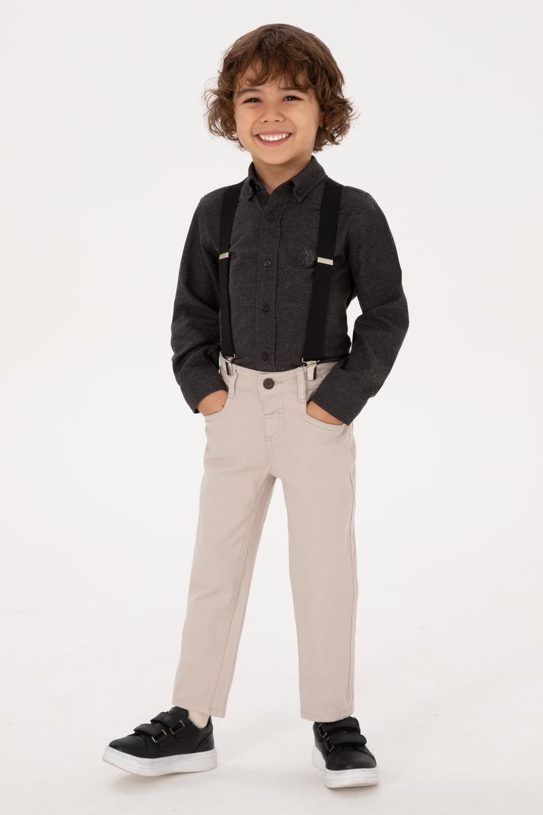 Erkek Çocuk Siyah Uzun Kollu Basic Gömlek - 50316769095