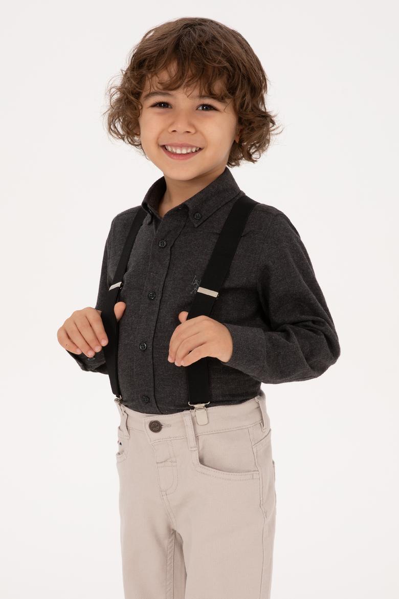 Erkek Çocuk Siyah Uzun Kollu Basic Gömlek - 50316769095