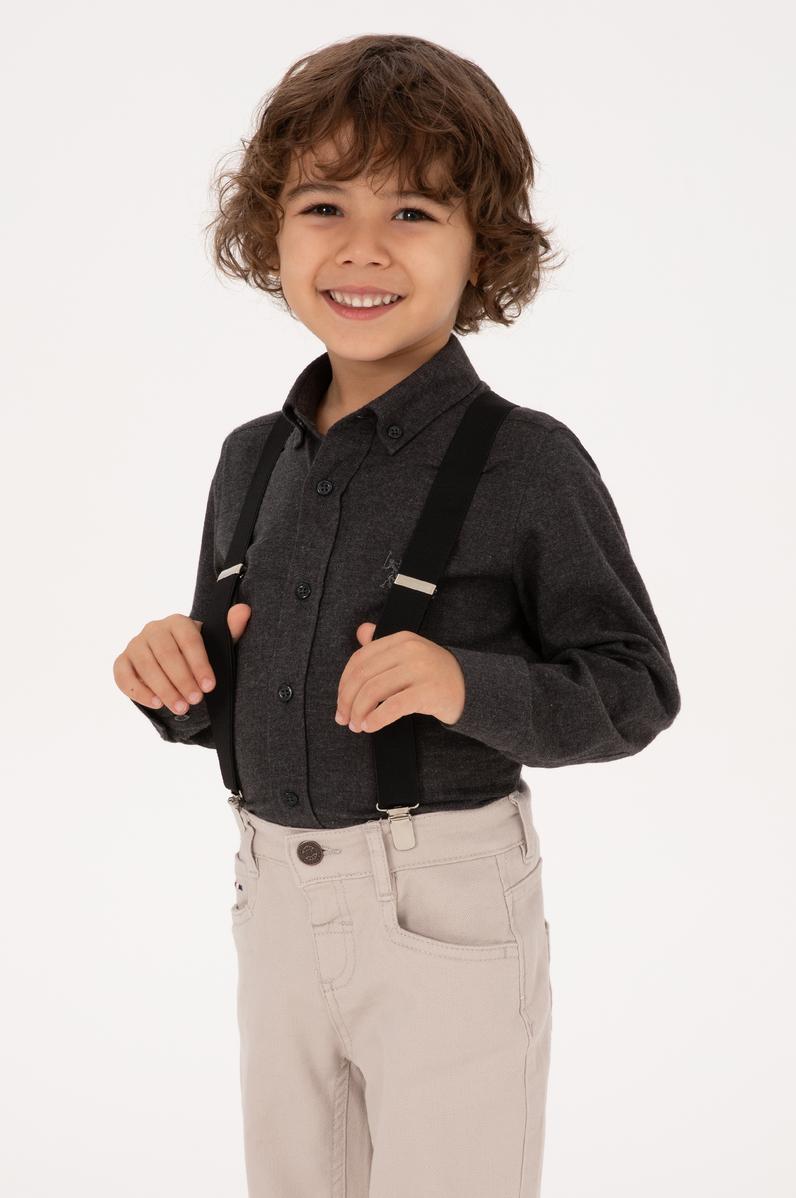 Erkek Çocuk Siyah Uzun Kollu Basic Gömlek