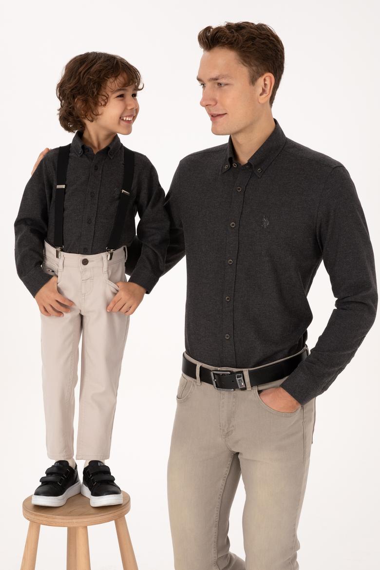 Erkek Çocuk Siyah Uzun Kollu Basic Gömlek - 50316769095