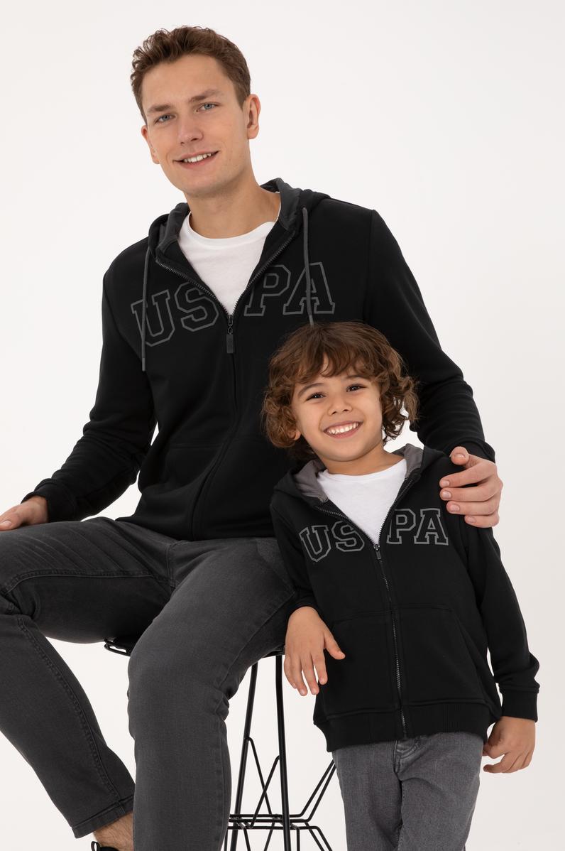 Erkek Çocuk Siyah Fermuarlı Kapüşonlu Sweatshirt