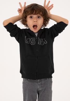 Erkek Çocuk Siyah Fermuarlı Kapüşonlu Sweatshirt - 50313844009