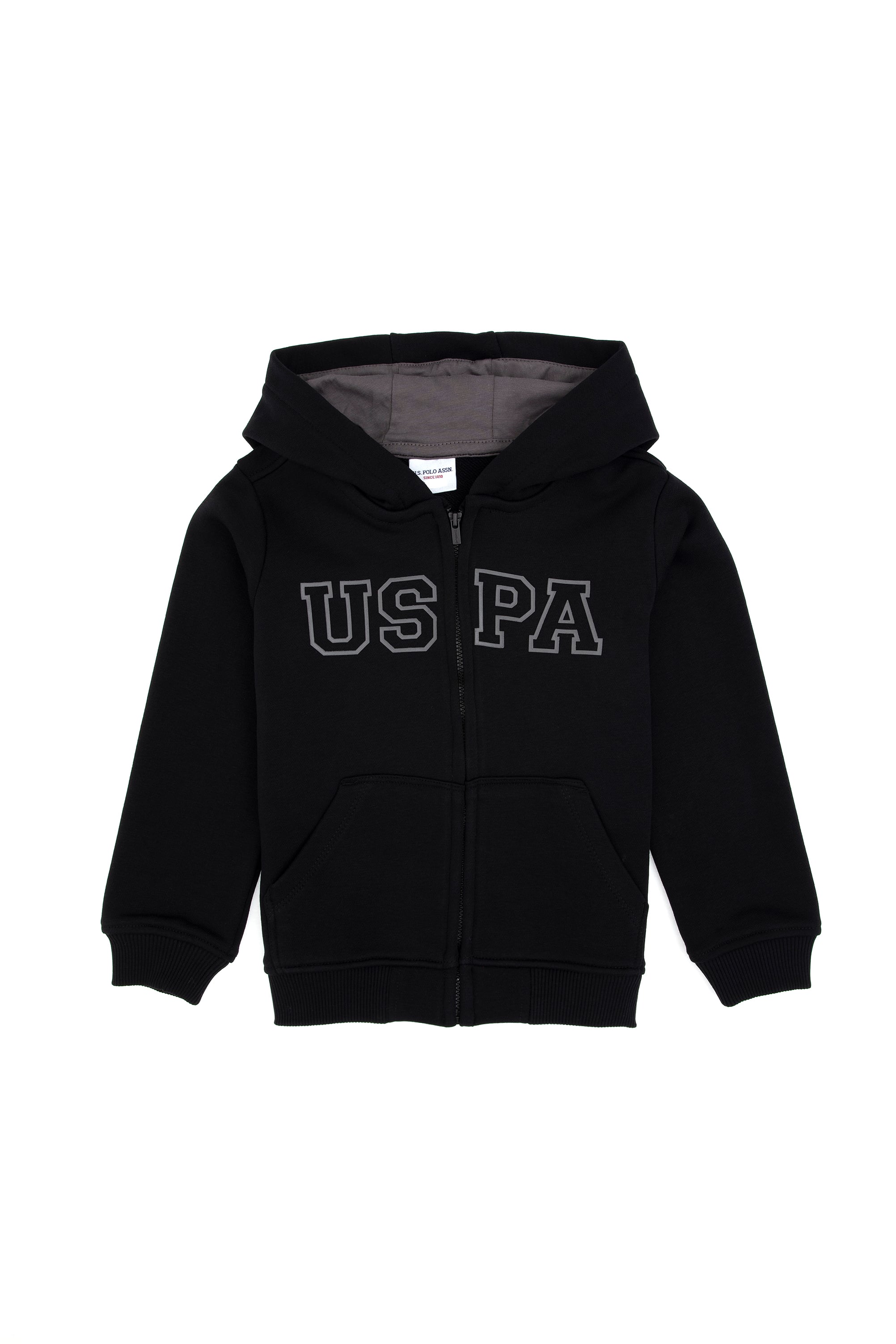 Erkek Çocuk Siyah Fermuarlı Kapüşonlu Sweatshirt