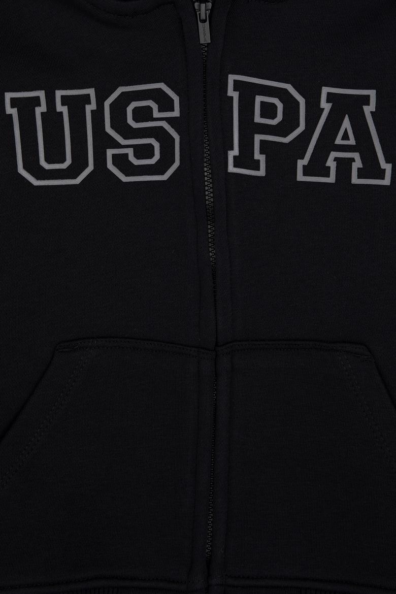 Erkek Çocuk Siyah Fermuarlı Kapüşonlu Sweatshirt - 50313844009