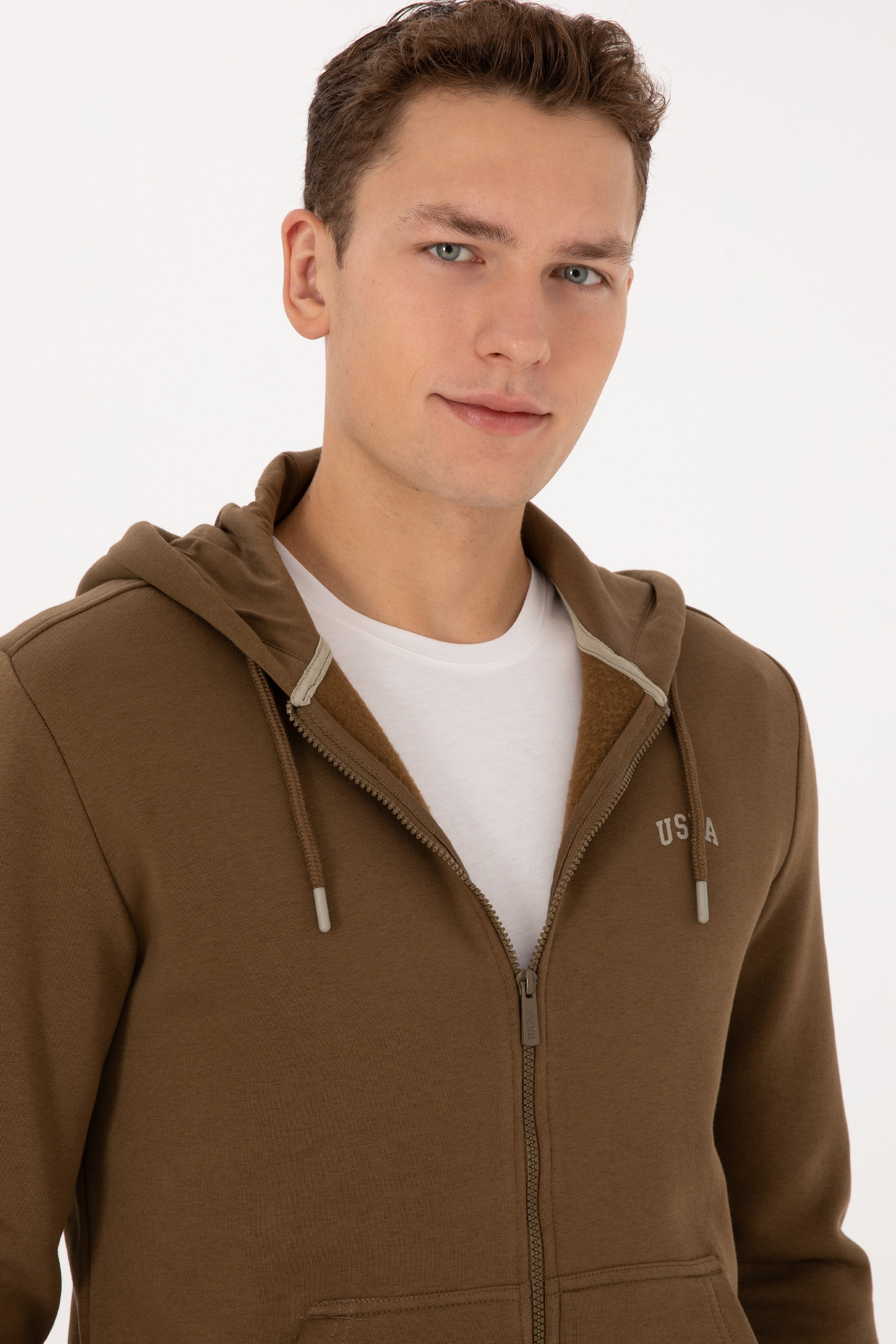 Erkek Regular Fit Haki Şardonlu Örme Hırka - Image 2