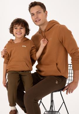 Erkek Çocuk Camel Kapüşonlu Basic Sweatshirt - 50313808161
