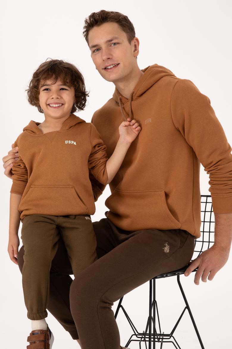 Erkek Çocuk Camel Kapüşonlu Basic Sweatshirt
