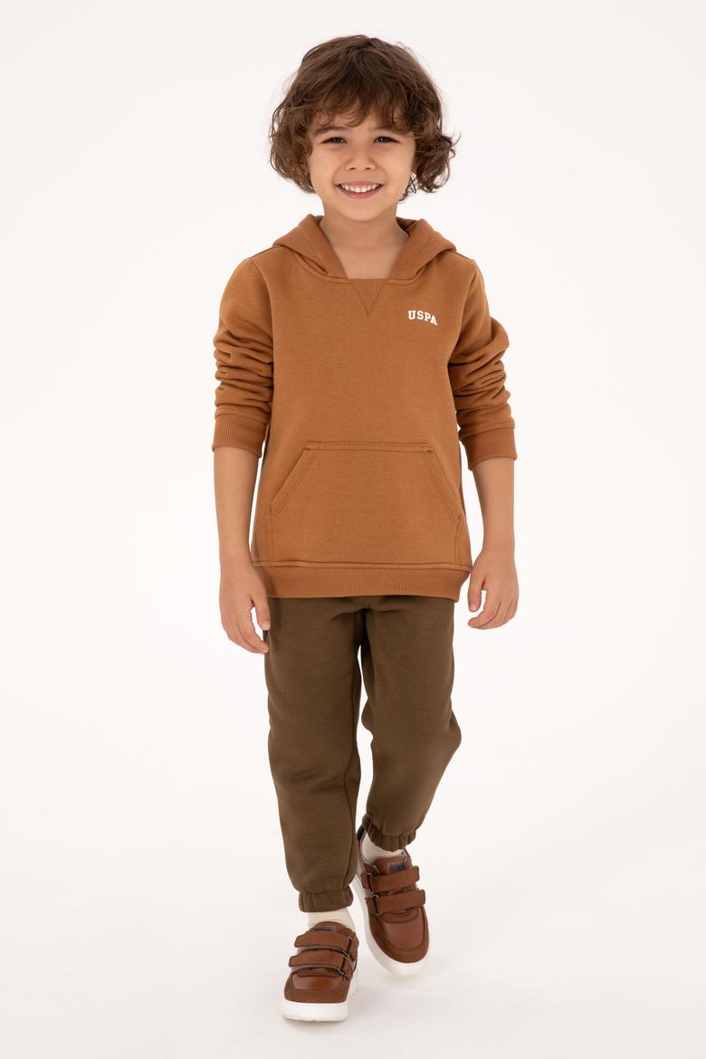 Erkek Çocuk Camel Kapüşonlu Basic Sweatshirt - 50313808161