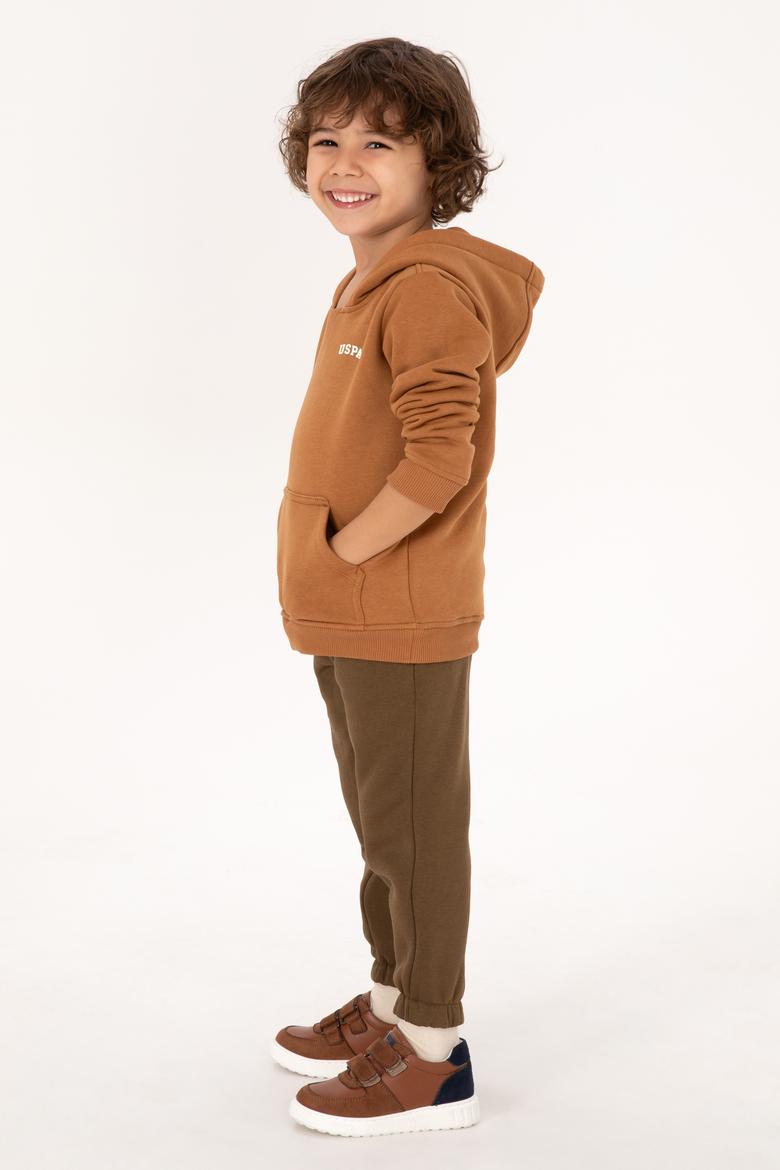 Erkek Çocuk Camel Kapüşonlu Basic Sweatshirt - 50313808161