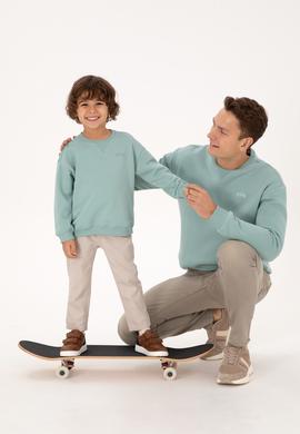 Erkek Çocuk Mint Bisiklet Yaka Basic Sweatshirt - 50313829067