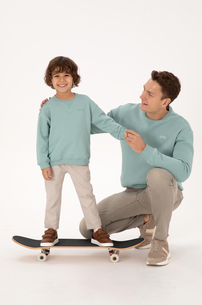 Erkek Çocuk Mint Bisiklet Yaka Basic Sweatshirt