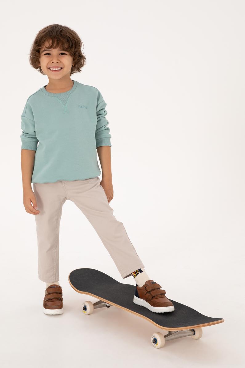 Erkek Çocuk Mint Basic Sweatshirt