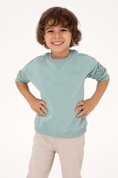 Erkek Çocuk Mint Basic Sweatshirt
