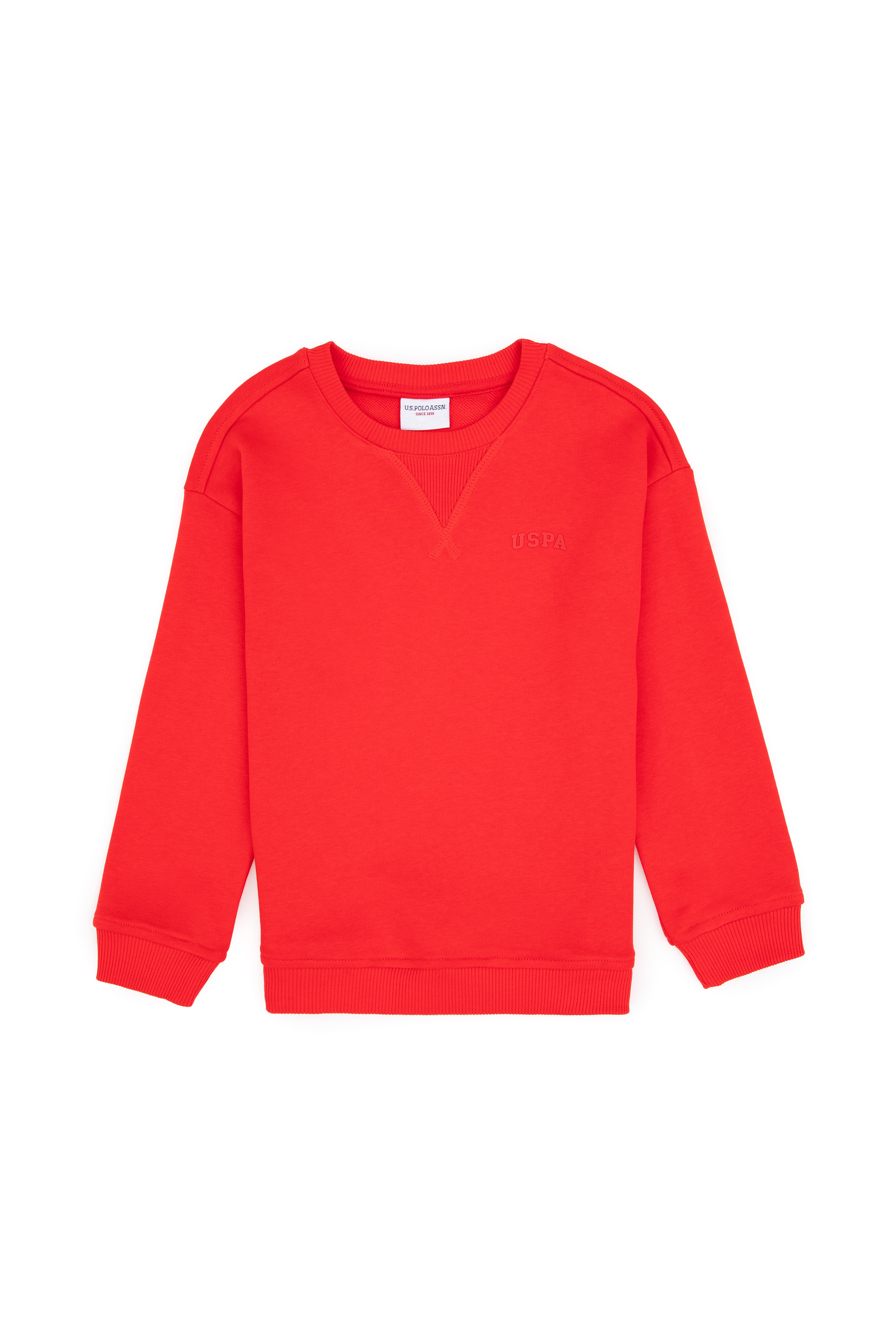Erkek Çocuk Kırmızı Bisiklet Yaka Basic Sweatshirt