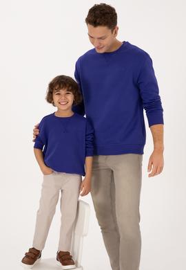 Erkek Çocuk Mor Bisiklet Yaka Basic Sweatshirt - 50313829163