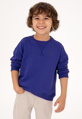 Erkek Çocuk Mor Bisiklet Yaka Basic Sweatshirt - 50313829163