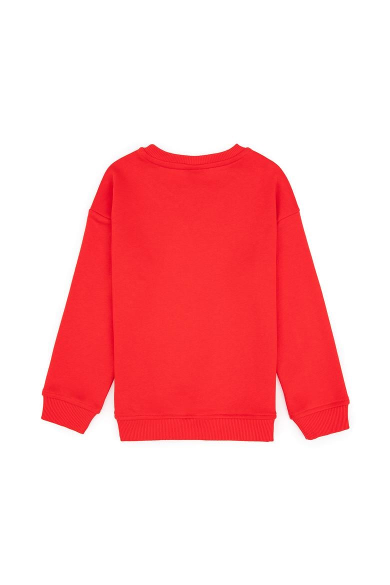 Erkek Çocuk Kırmızı Bisiklet Yaka Basic Sweatshirt - 50313829137