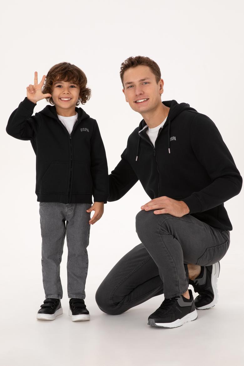 Erkek Çocuk Siyah Fermuarlı Kapüşonlu Sweatshirt - 50313852180