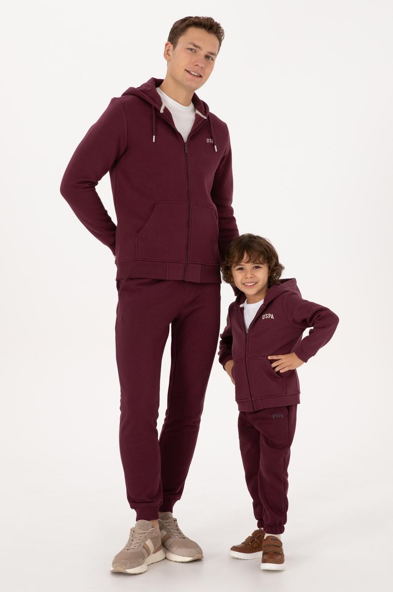 Erkek Çocuk Bordo Fermuarlı Kapüşonlu Örme Hırka