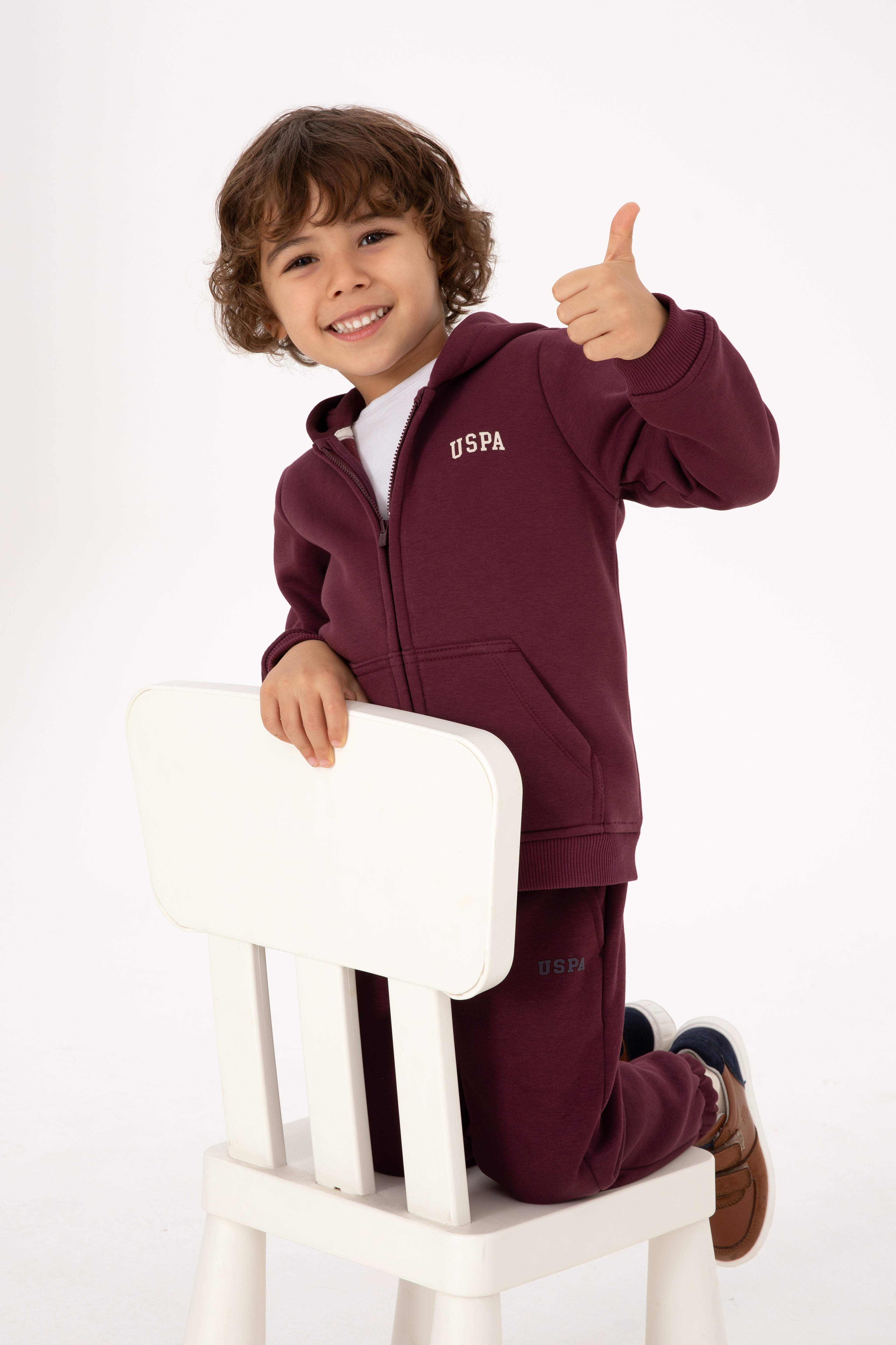 Erkek Çocuk Bordo Fermuarlı Şardonlu Kapüşonlu Örme Hırka - Image 4
