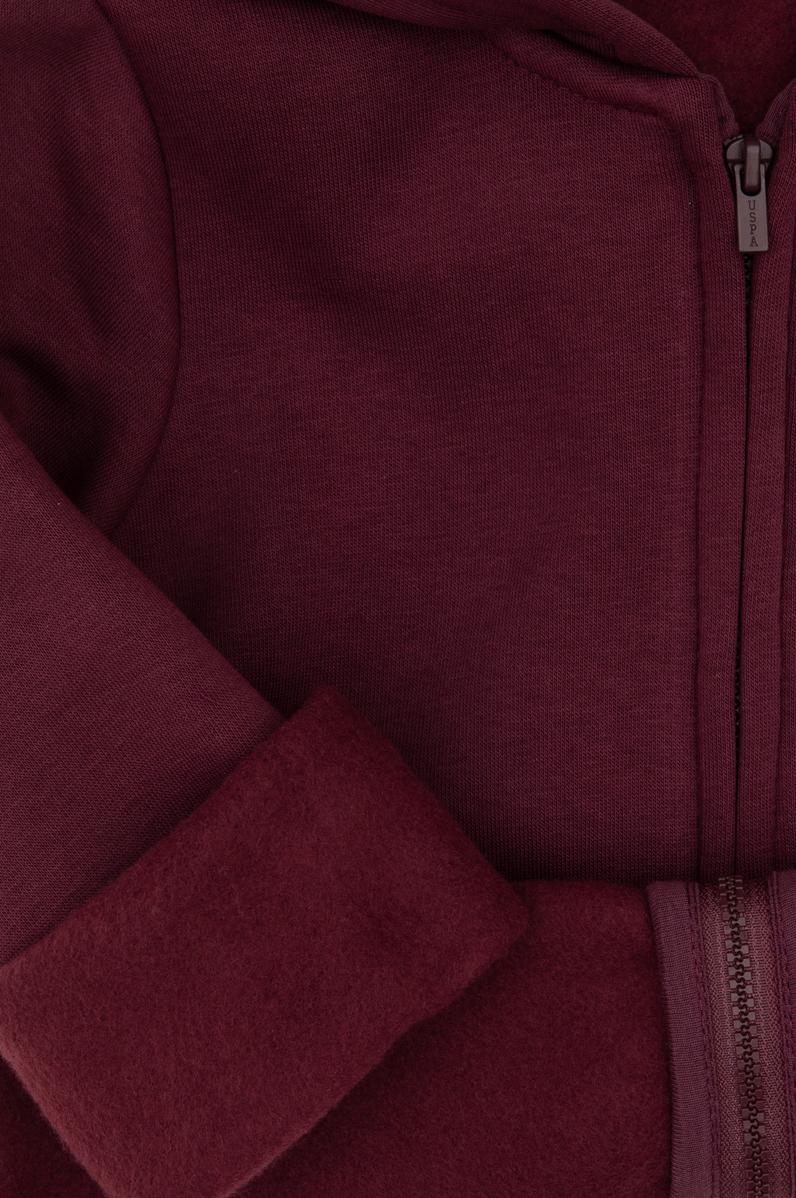 Erkek Çocuk Bordo Fermuarlı Kapüşonlu Örme Hırka