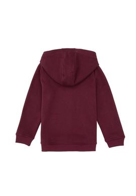 Erkek Çocuk Bordo Fermuarlı Kapüşonlu Örme Hırka - 50313852086