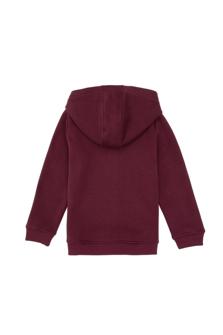 Erkek Çocuk Bordo Fermuarlı Kapüşonlu Örme Hırka - 50313852086