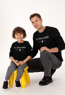 Erkek Çocuk Siyah Bisiklet Yaka Sweatshirt - 50313900073