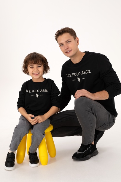 Erkek Çocuk Siyah Bisiklet Yaka Sweatshirt