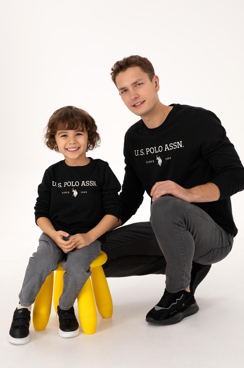 Erkek Çocuk Siyah Bisiklet Yaka Sweatshirt