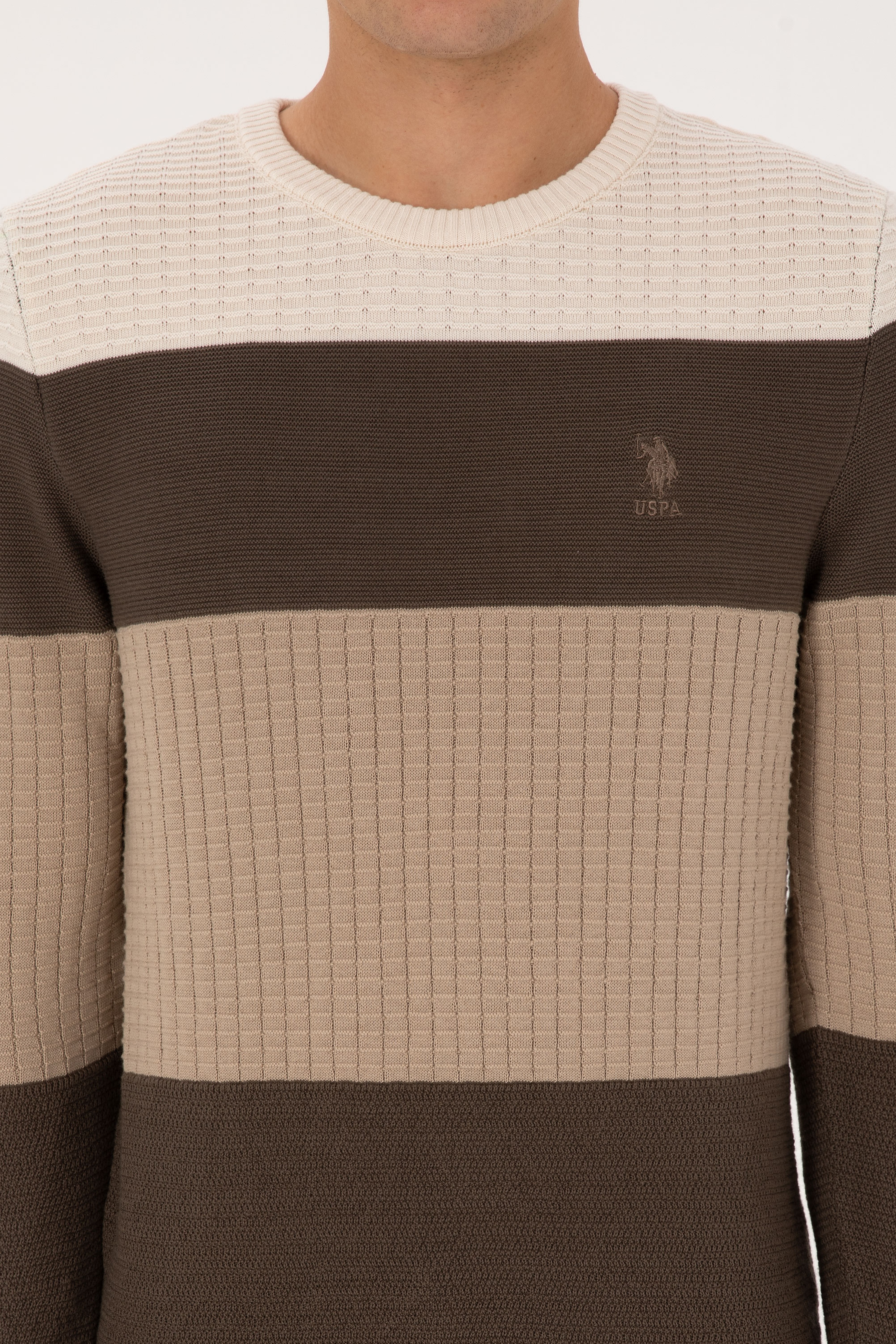 Erkek Regular Fit Bisiklet Yaka Vizon Sweatshirt - Image 6