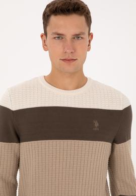 Erkek Regular Fit Bisiklet Yaka Vizon Sweatshirt - 50307828015