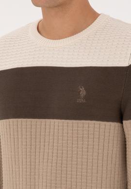 Erkek Regular Fit Bisiklet Yaka Vizon Sweatshirt - 50307828015