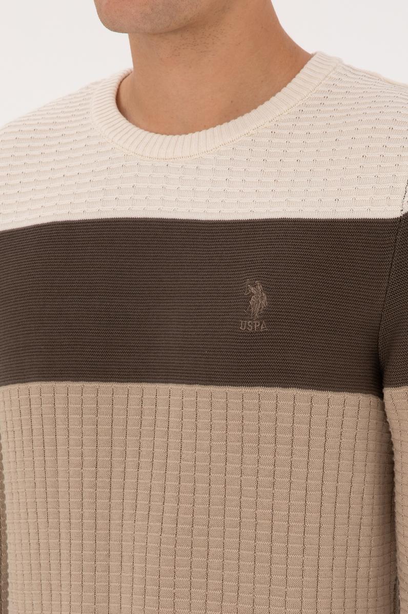 Erkek Regular Fit Bisiklet Yaka Vizon Sweatshirt