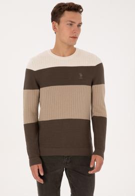 Erkek Regular Fit Bisiklet Yaka Vizon Sweatshirt - 50307828015