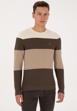 Erkek Regular Fit Bisiklet Yaka Vizon Sweatshirt - 50307828015