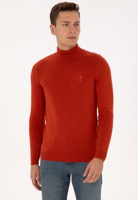 Erkek Slim Fit Yarım Balıkçı Yaka Kiremit Basic Kazak - 50307783138