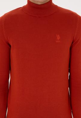 Erkek Slim Fit Yarım Balıkçı Yaka Kiremit Basic Kazak - 50307783138