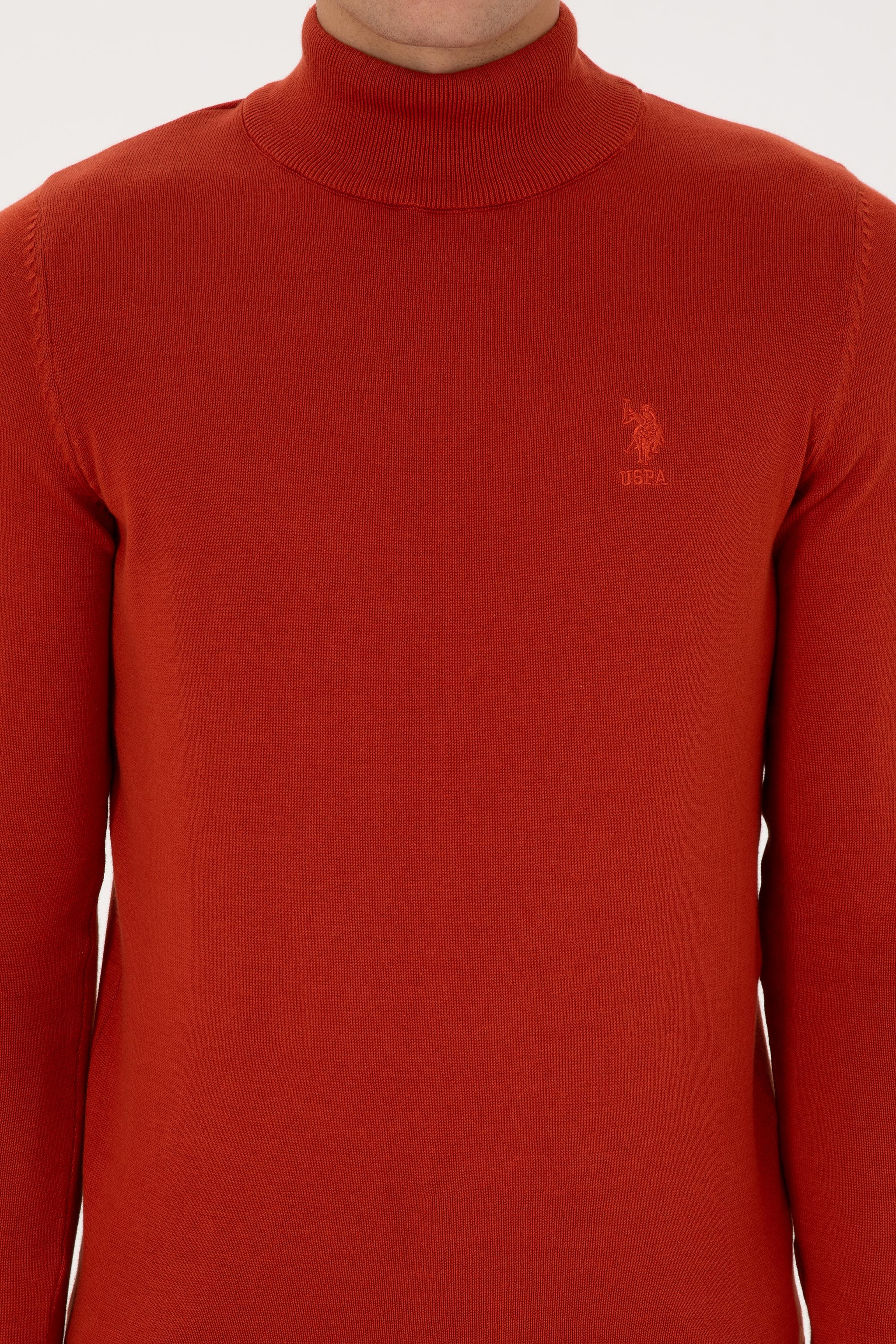 Erkek Slim Fit Yarım Balıkçı Yaka Kiremit Basic Kazak - Image 6