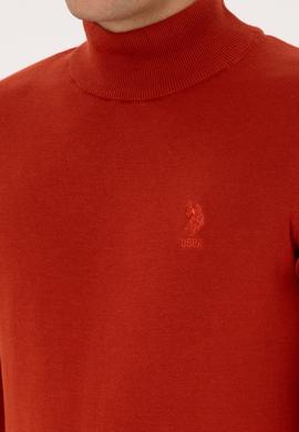 Erkek Slim Fit Yarım Balıkçı Yaka Kiremit Basic Kazak - 50307783138