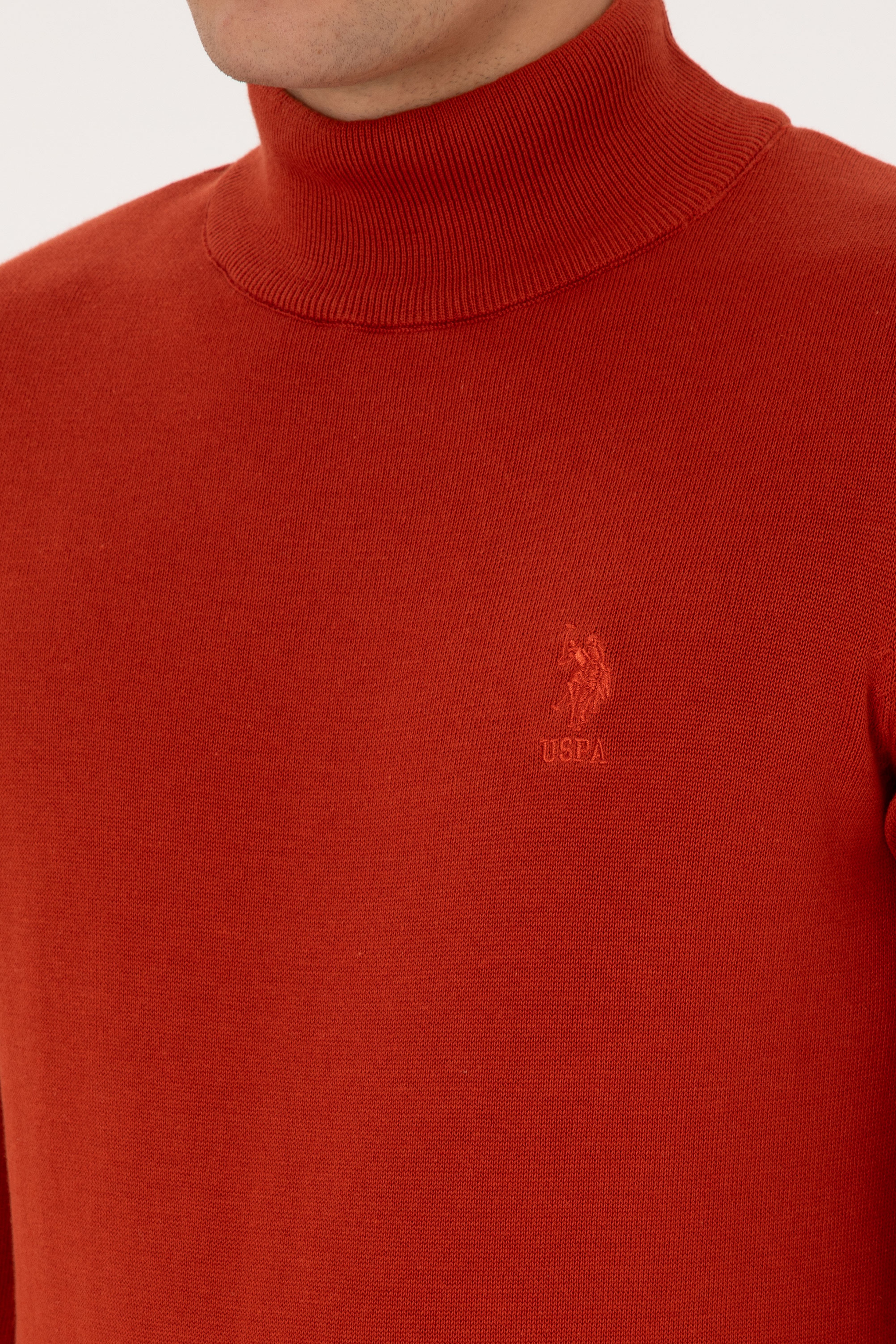 Erkek Slim Fit Yarım Balıkçı Yaka Kiremit Basic Kazak - Image 7