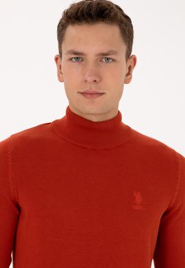 Erkek Slim Fit Yarım Balıkçı Yaka Kiremit Basic Kazak - 50307783138