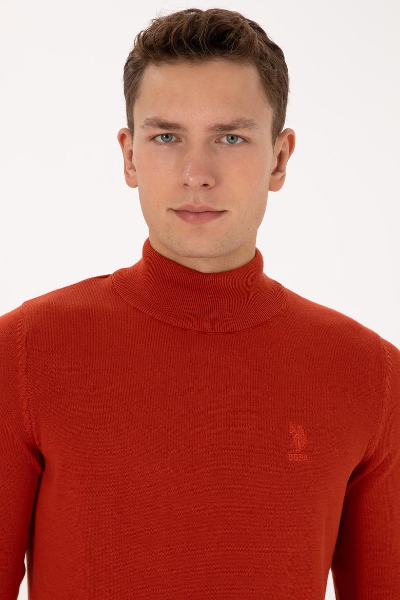 Erkek Slim Fit Yarım Balıkçı Yaka Kiremit Basic Kazak - 50307783138