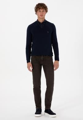 Erkek Slim Fit V Yaka Lacivert Basic Triko Kazak - 50313662008