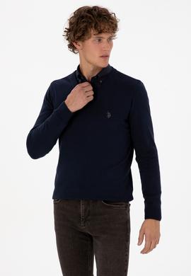 Erkek Slim Fit V Yaka Lacivert Basic Triko Kazak - 50313662008