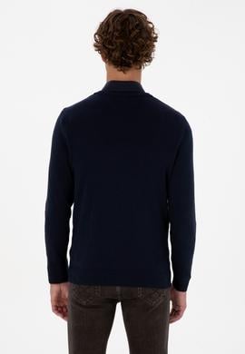 Erkek Slim Fit V Yaka Lacivert Basic Triko Kazak - 50313662008