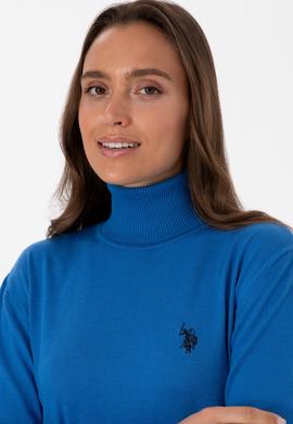 Kadın Mavi Boğazlı Basic Kazak - 50313621034